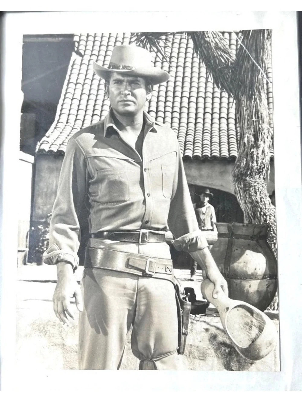 Vintage Black and White Photograph of Little Joe on the set of Bonanza